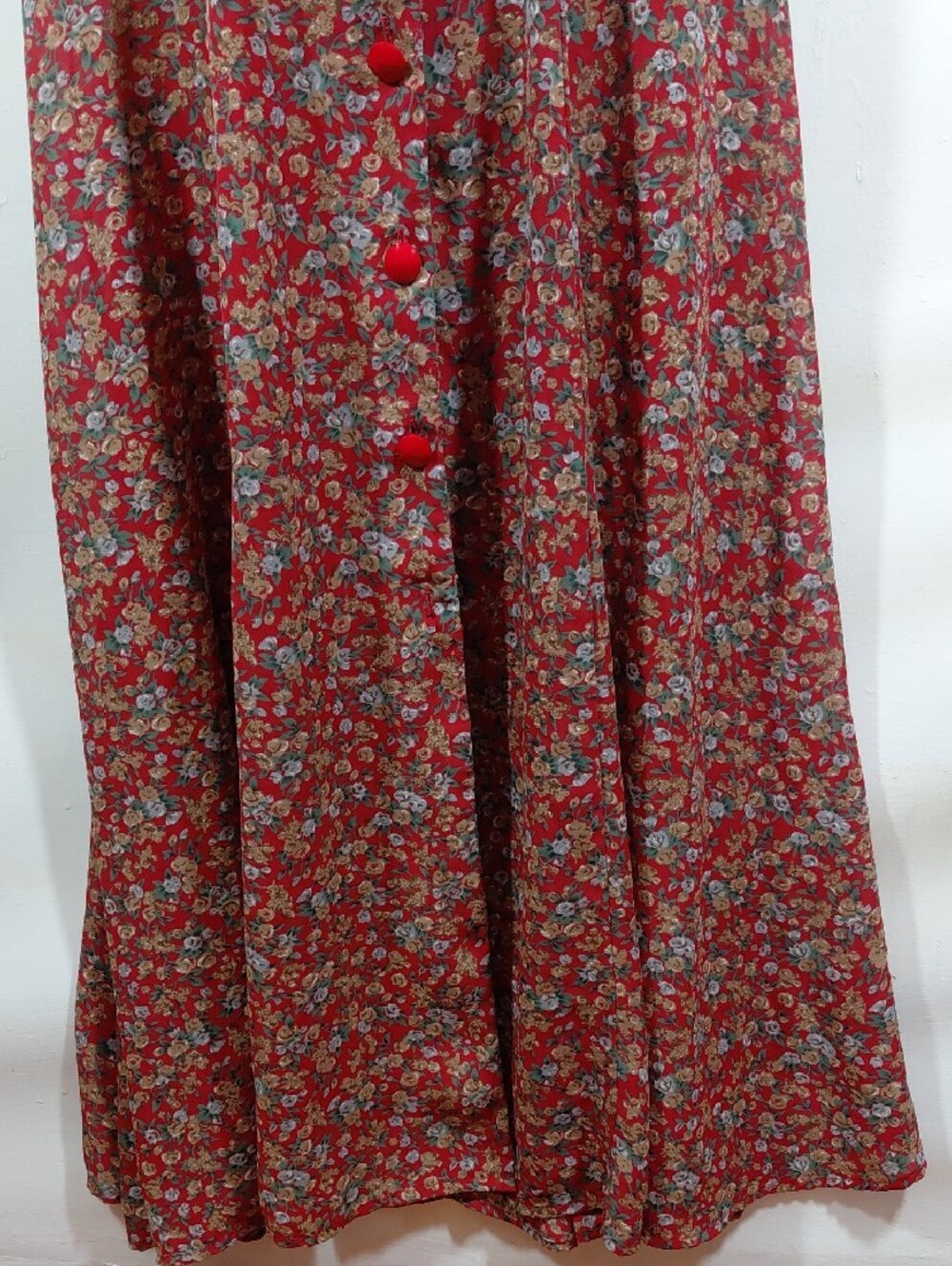 Vintage Joni Blair Women's Button Front Floral Back Cut-Outs Red Midi Dress Sz 5 - Picture 5 of 9